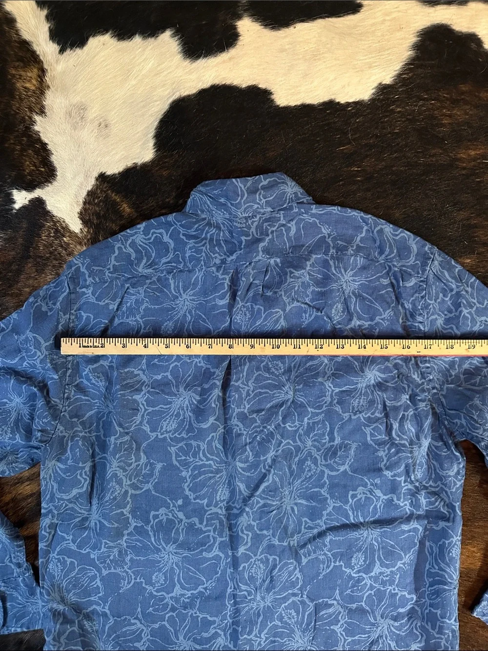 J. Crew Linen Button Up Long Sleeve Shirt, Blue Tropical Floral Men's M Slim Fit